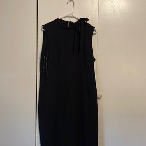Women’s black Calvin Kline Sleeveless Tie Mock Neck Scuba Crepe Pencil Dress